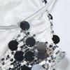 Beachwear Silver Sequin Camisole Short Women's Lace-Up Vest Design Glitter Tank Top  Vacation