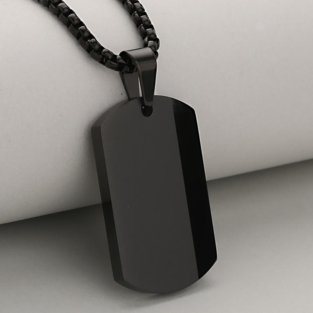 Blank Tag Men's Pendant Necklaces Stainless Steel Chain Necklace Square Pendant For Men and Women