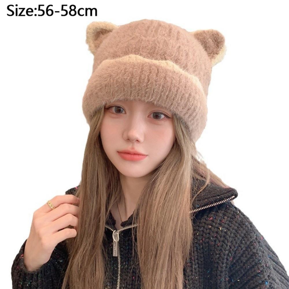Cold Proof Knitted Hat Windproof Ear Protector Hat Fashion Pullover Hat  Women