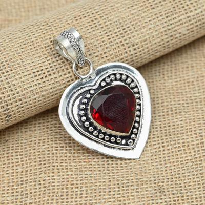 Härlig Granat Ädelsten 925 Sterling Silver Smycken Handgjort Designer Hänge För Gåvor