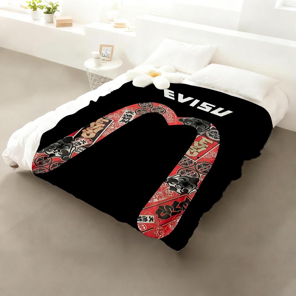 Feans E-Evisu Throw Flannel Throw Blanket: Soft Kid-Friendly Warm Anti-Static All Season Washable Couch Bed Home