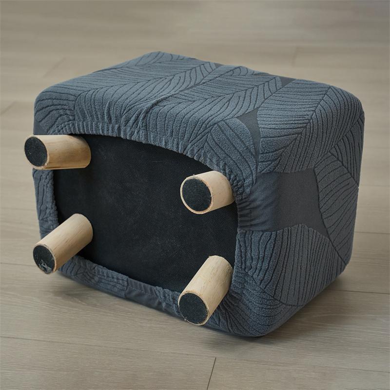 1PC Leaves Jacquard Ottoman Cover Elastic Dustproof Sofa Footrest Slipcovers Anti-slip Footstool Protector Cover for Living Room