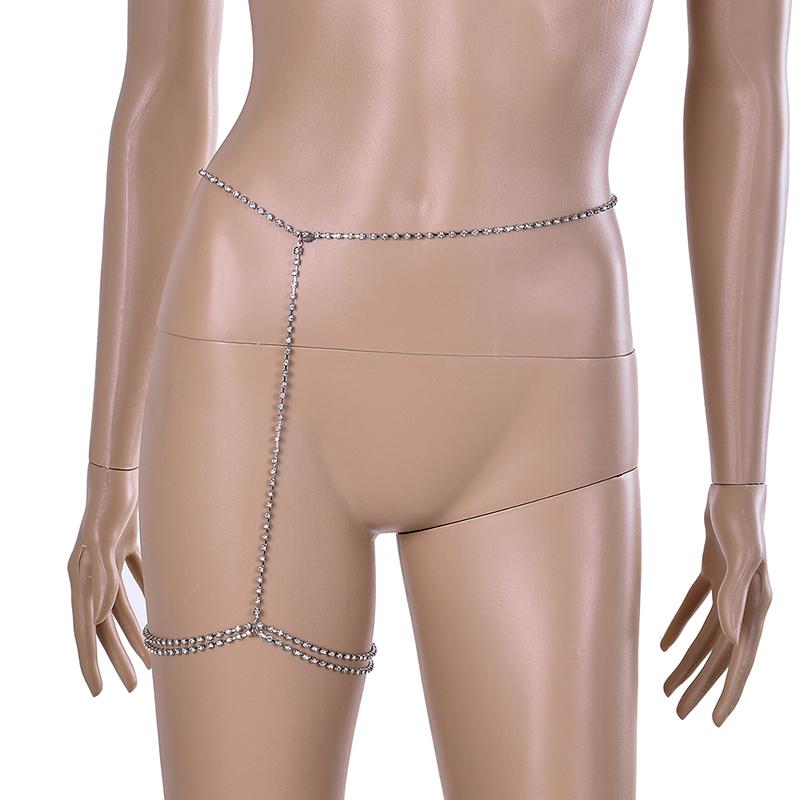 Sexy Women  Harness Belly Waist Chain Necklace Bikini Leg Chain Jewelry