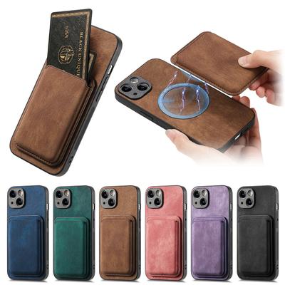 2 In 1 Detachable Magnetic Cards Solt Leather Case For iPhone 15 Pro Max 14 Plus 13 12 Mini Xs XR 7 8 Se 2022 For Magsafe Cover