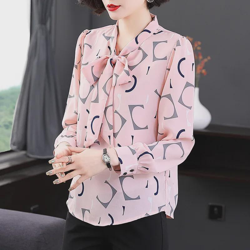 

2023 Autumn Women s Chiffon Long Sleeve Blouse 3XL