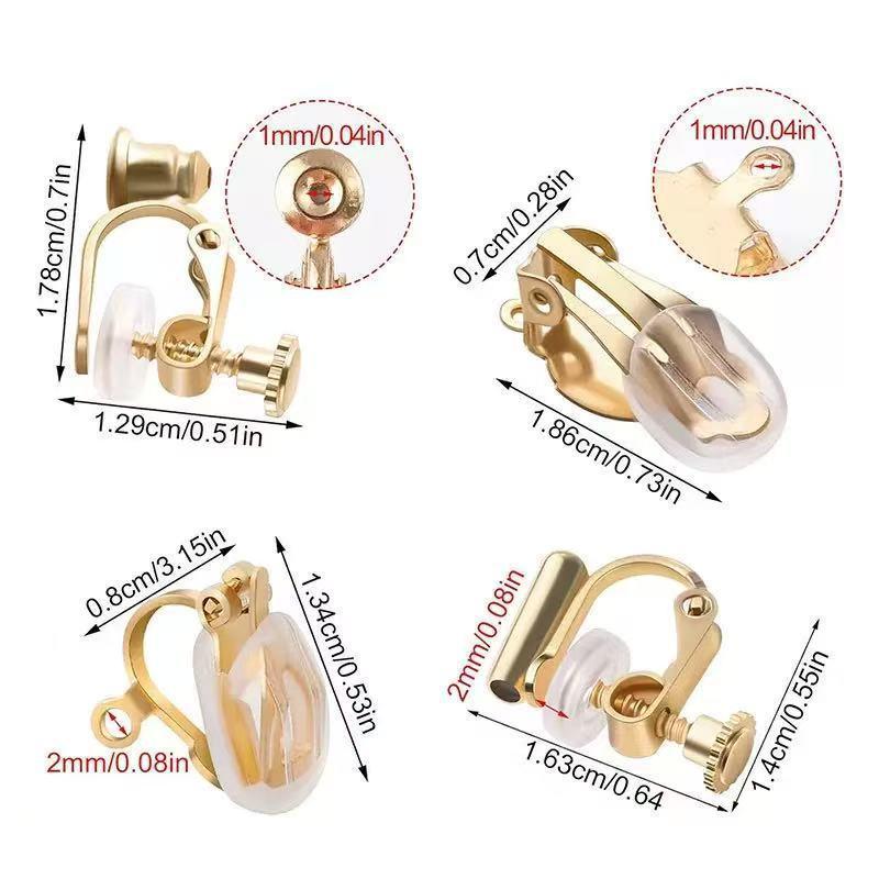 2Pcs Stainless Steel Ear Clips Without Piercing Earrings Parts Findings For Women Ear Clip On Earrings Converter Diy Jewelry
