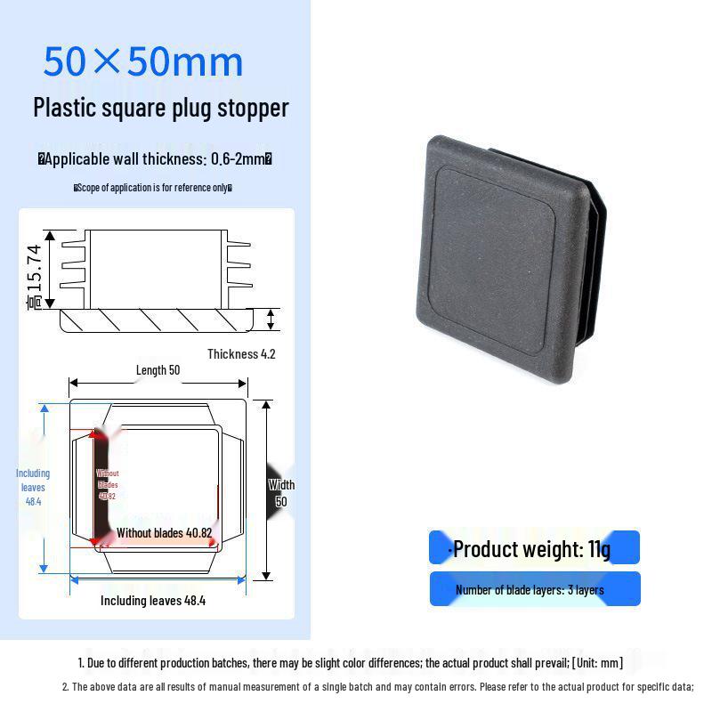 Square Plastic Furniture Tube Plug Foot Pad - Wear-Resistant Protector for Tables, Stools, and Chairs