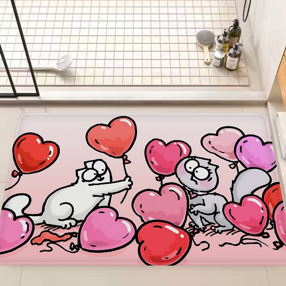 Anime Simons Cat Bathroom Mat Anti-slip Absorb Water Long Strip Cushion Bedroon Mat Welcome Doormat