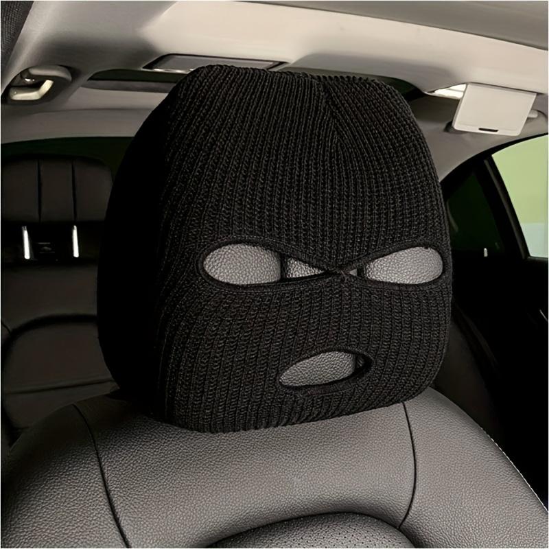 2pcs Set Car Headrest Seat Head Cover Personality Funny Car Universal Headrest Cover Black and White Headcover