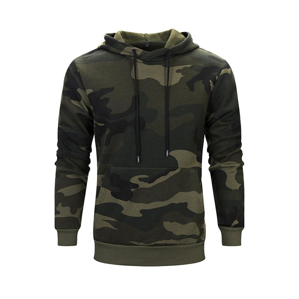 Men's Fashion Camouflage Sweatshirt Men's Drawstring Ribbed Closure Hoodie