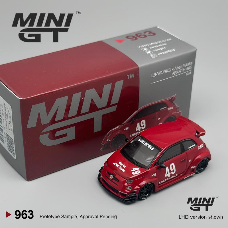 MINIGT 1:64 Grey Red Abarth 595 LB-WORKS x Abas Works alloy car Model 995 963 1051