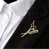 Herren Business Anzug Hemd tragen Friseur Kamm Schere Form Schmuck Brosche Pin Kragen Pin