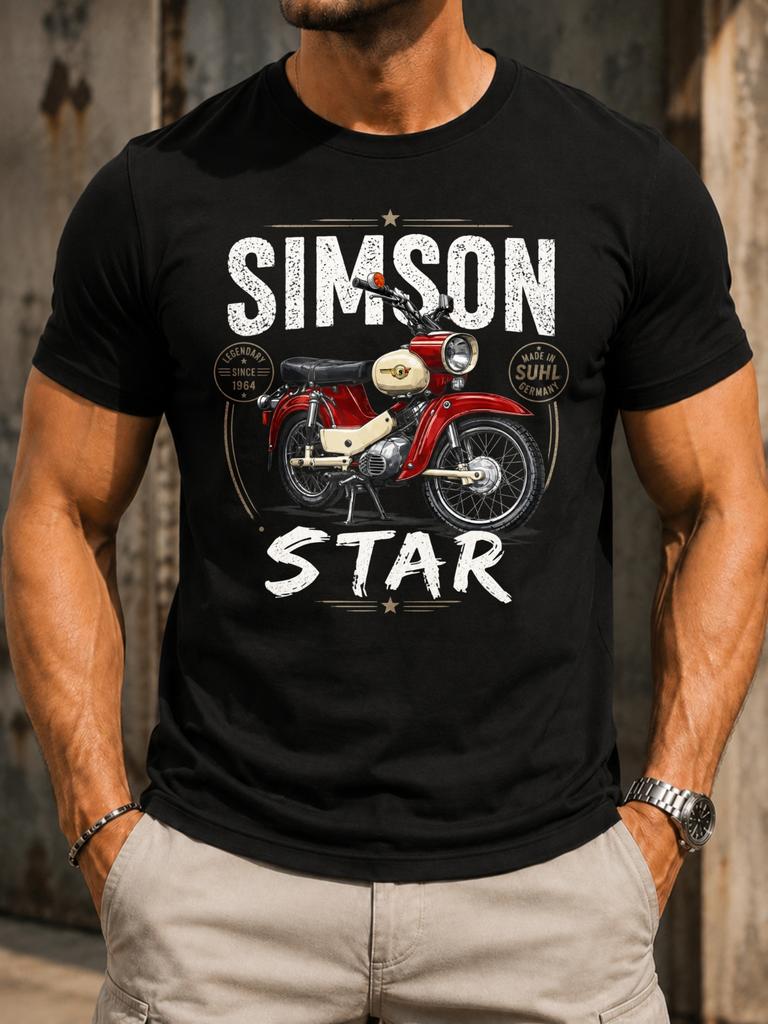 Simson Star Red Vintage Moped Illustration Distressed Lettering And Classic East Gerunisex Motor Unisex All TShirt