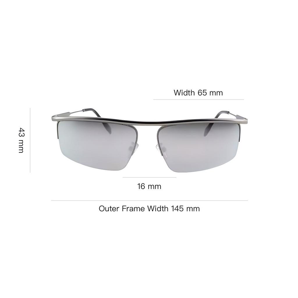 Fendi Half Frame Design Metal Rectangular Sunglasses Men Sunglasses Silver FE40141U-6017C