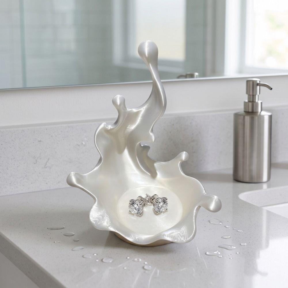 3D Printed Water Splash Trinket Holder Wave Shaped Earring Necklace Storage Dish  Bedroom