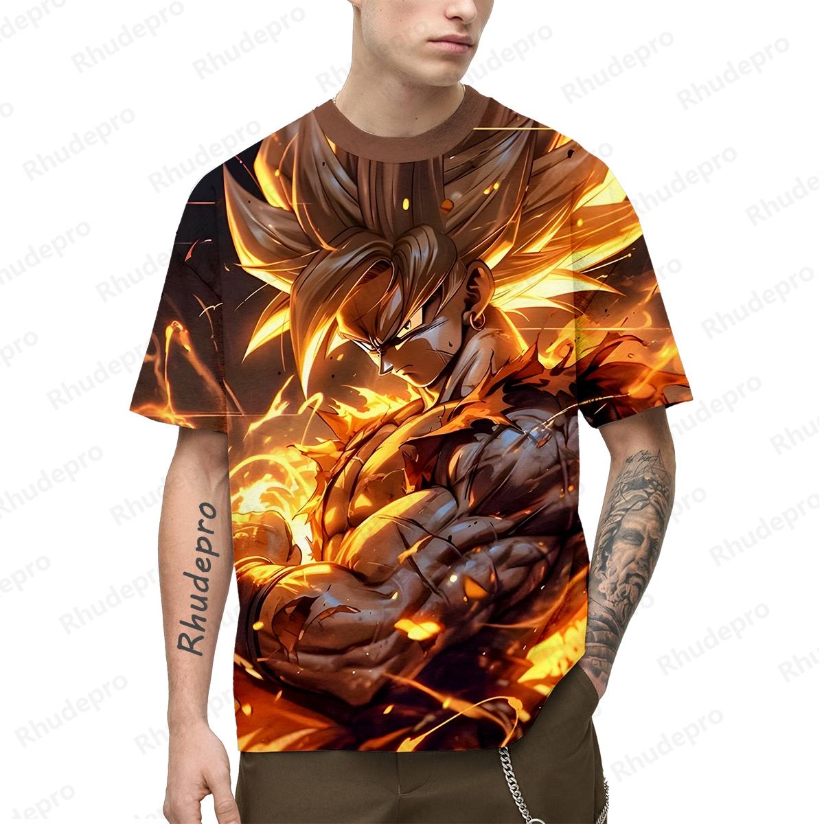 

Летние популярные мужские футболки с японским аниме Гоку с 3D-принтом для косплея, детские уличные футболки унисекс, свободный топ 2024 с коротким рукавом 5XL
