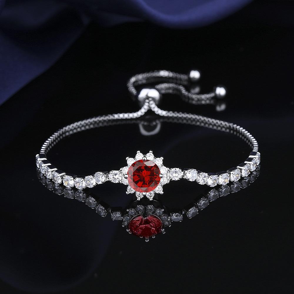 925 Silver Bracelet moissanite sunflower bracelet two carats hand jewelry women pull-out