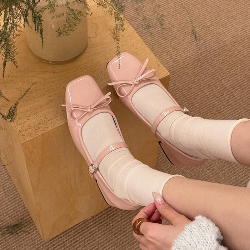 Patent Leather Women Mary Jane Shoes Fashion Shallow Butterfly-knot Shoes Spring Autumn Wedding Party Shoes
