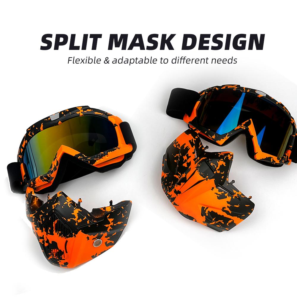 Windproof Outdoor Mask Glasses Men Off-road HD Lens MX MTB ATV Anti-Fog Full Face Protection Tactical Helmet Mask Adjustable