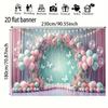 2D Soft Pink Mint Curtain Backdrop, Balloon and Butterfly Background for Wedding and Gender Reveal