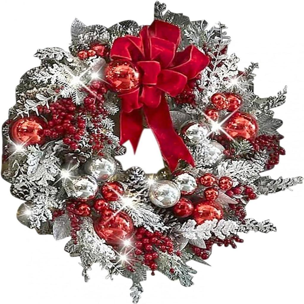24-inch Artificial Norfolk Pine Front Door Christmas Wreath 60cm Greenery Fake Garland Outdoor Holiday Decoration Wreath