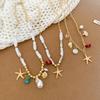 Ornaments Bohemian Shell Necklace Zinc Zinc Alloy Pearl Starfish Beach Pendant Shell Starfish Necklace  Beach