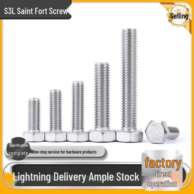 

High-Strength 2205 Duplex Stainless Steel Hex Head Screws, Grade 8.8, Full Thread, Extended Hex Bolts (M12-16) M12*20