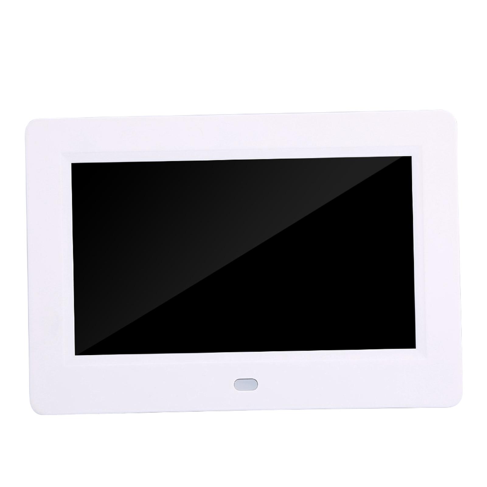 

7-дюймовый экран 1024X600 цифровая фоторамка часы музыкальный видеоплеер с пультом дистанционного управления (белый) US Plug белый