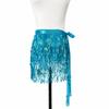 Adjustable Tie Waist Belly Dance Hip Scarf Three Layer Glitter Skirt  for Festival/Vacation