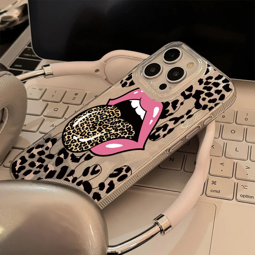 Velké jazykové pouzdro s leopardím potiskem a laserovým efektem pro Samsung Galaxy A55 A15 A35 A54 A34 A05 A05S S25 S24 Ultra 5G S23 S21 FE S22 Plus kryt