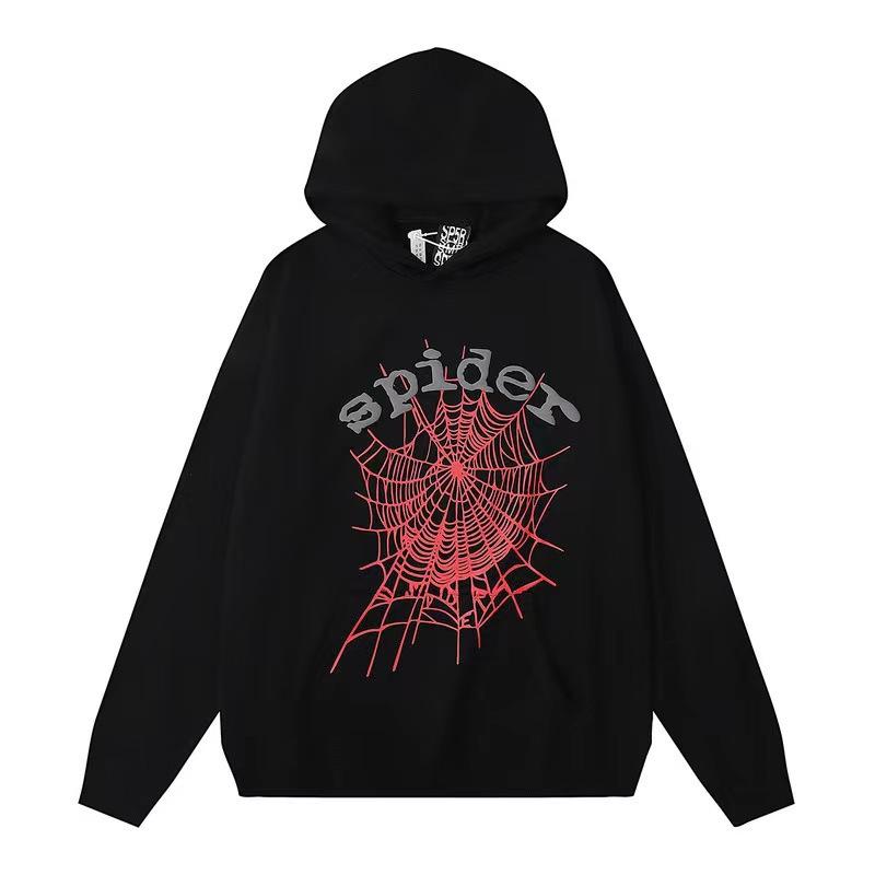 Unisex Loose Fit Two Piece Tracksuit Long Sleeve Hoodie Elastic Waist Sweatpants Spider Rhinestone Print Streetwear Matching Outfit Set
