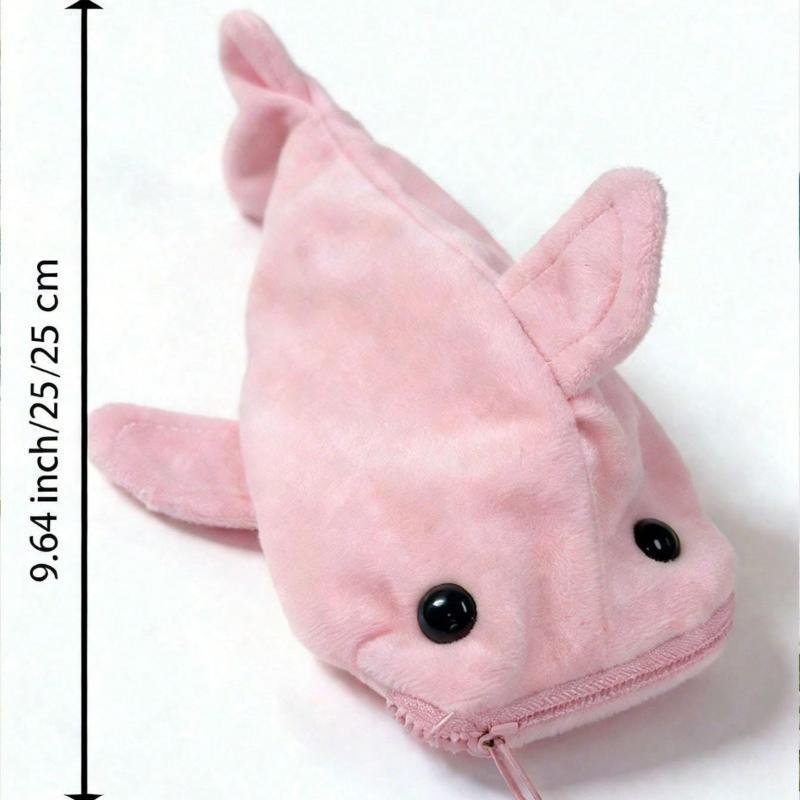 Cute Cartoon Shark Plush Pencil Case Lovely Animal Pen Bag Large Capacity Stationery Storage Pouch For Student School Supplies