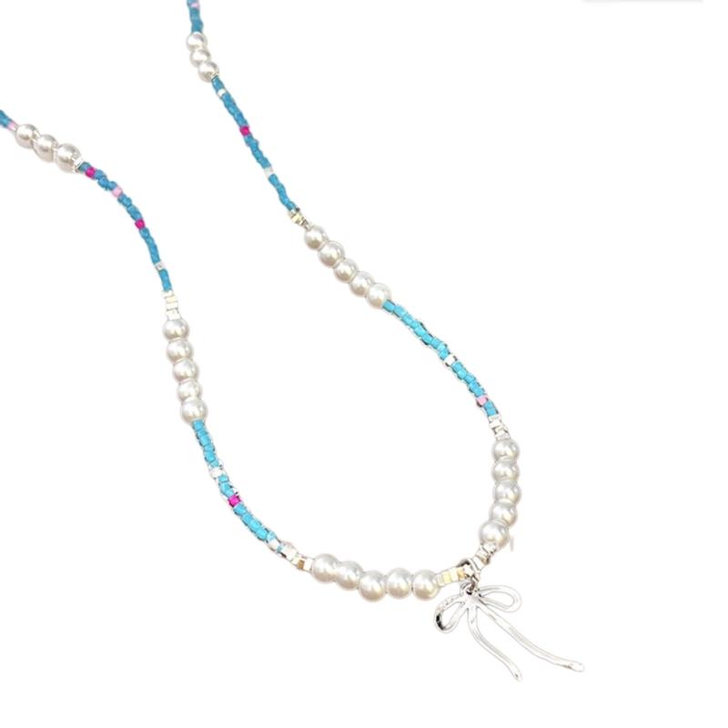 

Уникальное ожерелье с бусинами и подвеской-бантом Привлекательное украшение-ожерелье с бусинами и подвеской-бантом Уникальный аксессуар для шеи 1