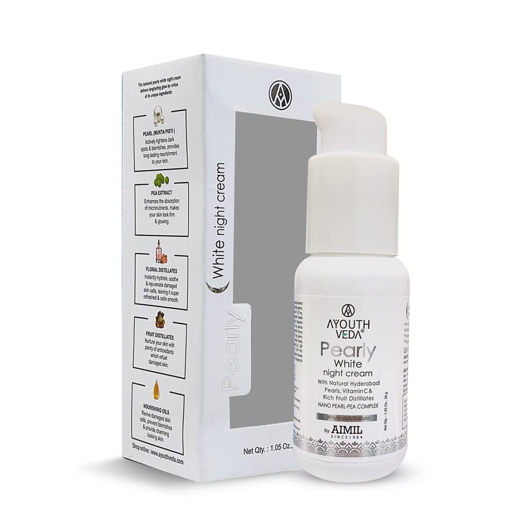 Ayouthveda Ночной крем Pearly White с комплексом нано-жемчуга и гороха Молочный крем Морщины Темные пятна Осветление Сияние Экстракт гороха Увлажнение кожи