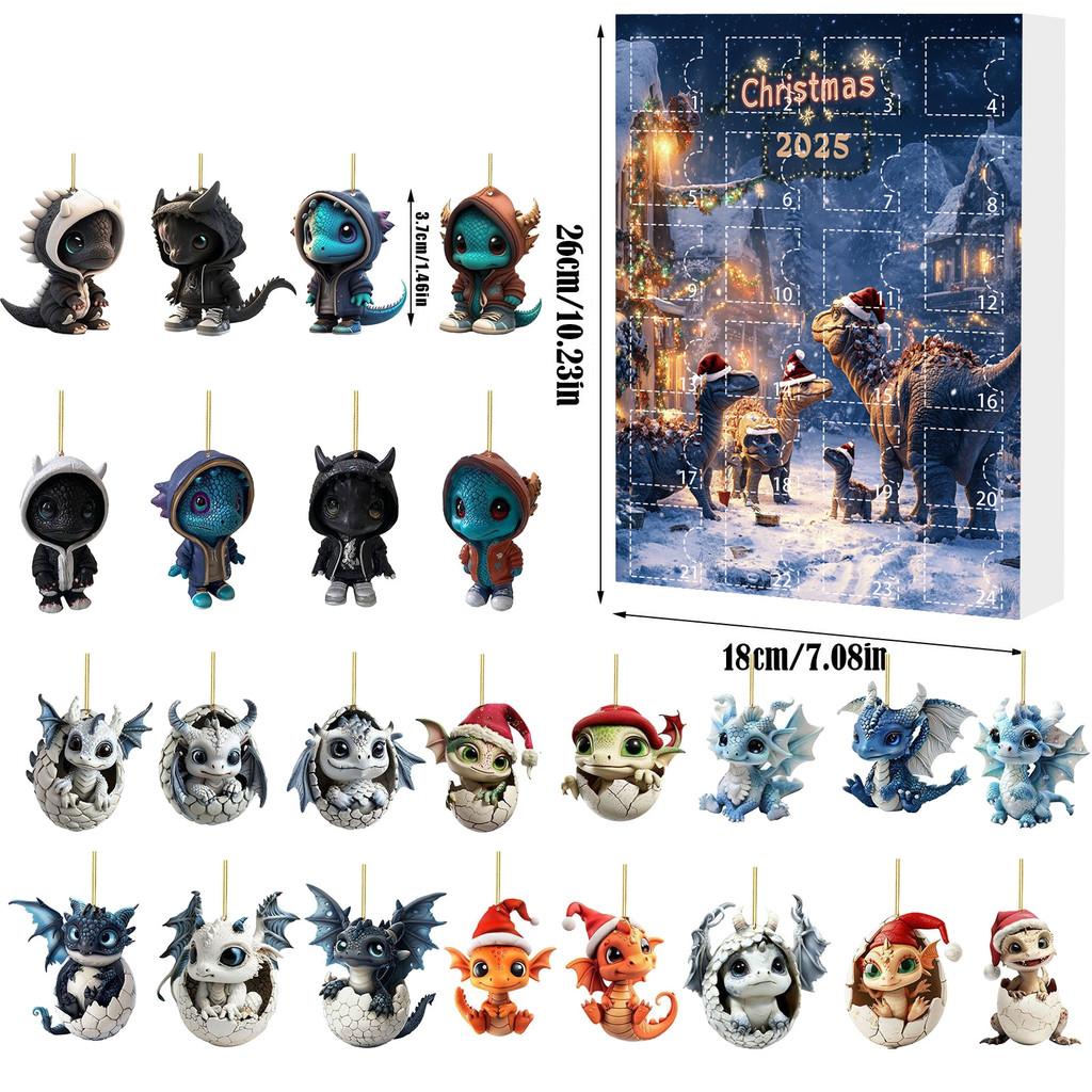 Christmas Countdown Blind Box Mini Acrylic Dragon Baby Hanging Decor For Holiday Gift Giving