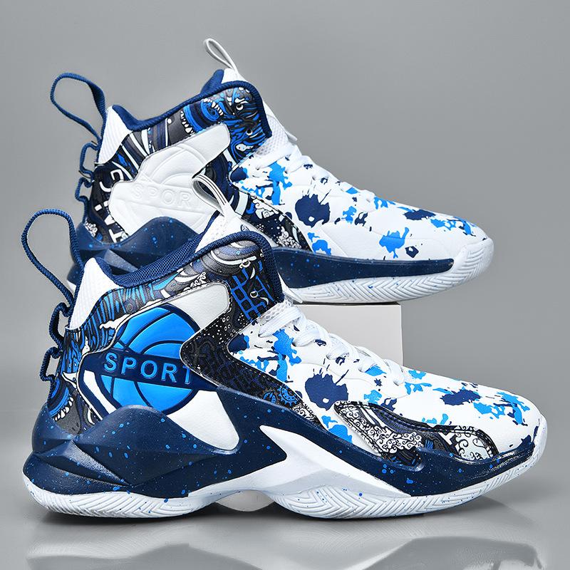 Spring new basketball shoes personalized painting inkjet leather sports shoes raw game shoes