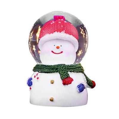 כדור שלג לחג המולד משנה צבע מואר כדור בדולח לחג המולד קישוט שרף זכוכית כדור לחג המולד