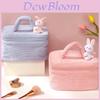 Large Capacity Corduroy Makeup Bag With Cute Rabbit Plush Perfect For Travel And Home Storage