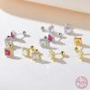 925 Sterling Silver Pavé Shiny Zircon Geometric Square Stud Earrings for Women Stylish Simple Everyday Jewelry Accessories