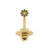 New Stainless Steel Gold Bee Zircon Rhinestone Crystal Belly Button Ring Tassel Pendant Belly Button Body Jewelry Piercing