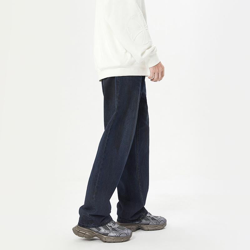 Autumn New American Dirty Jeans Men and Women with Wide-leg Pants.