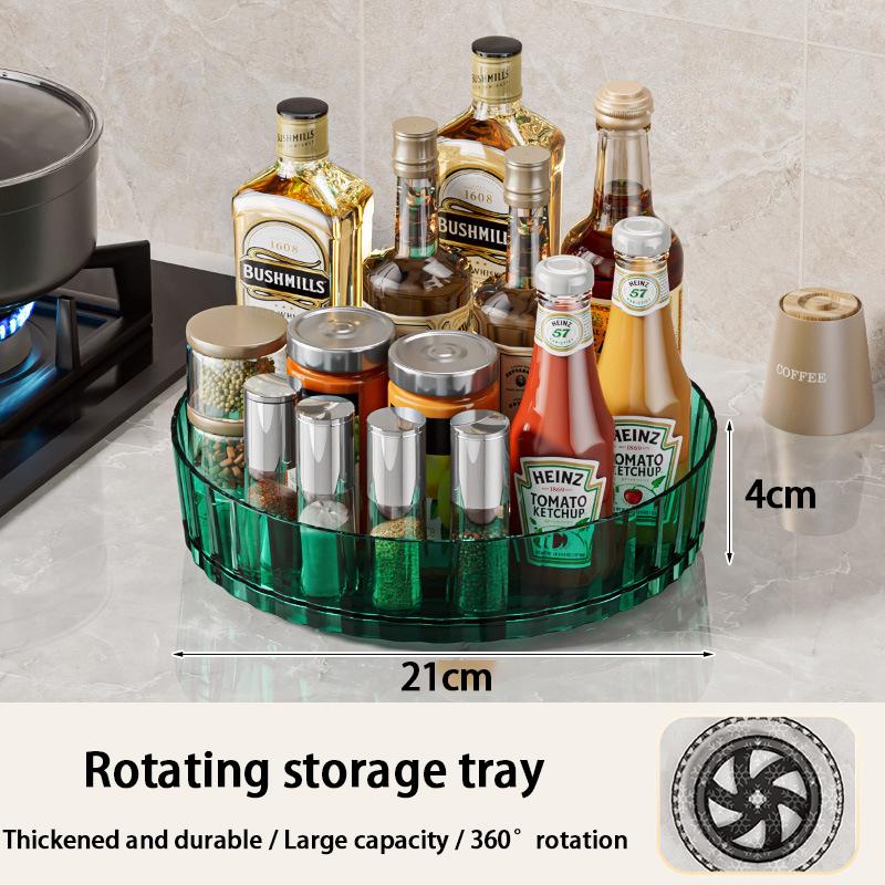 1Pc Rotating Spice Rack For Home Kitchens Multi-Functional Storage Tray For Seasoning Bottles And Jars, And Cosmetics