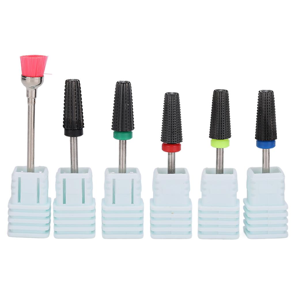Nail Drill Bits Set Tungsten Steel Gel Polish Removal Dust Brush Nail Polishing Grinding Head