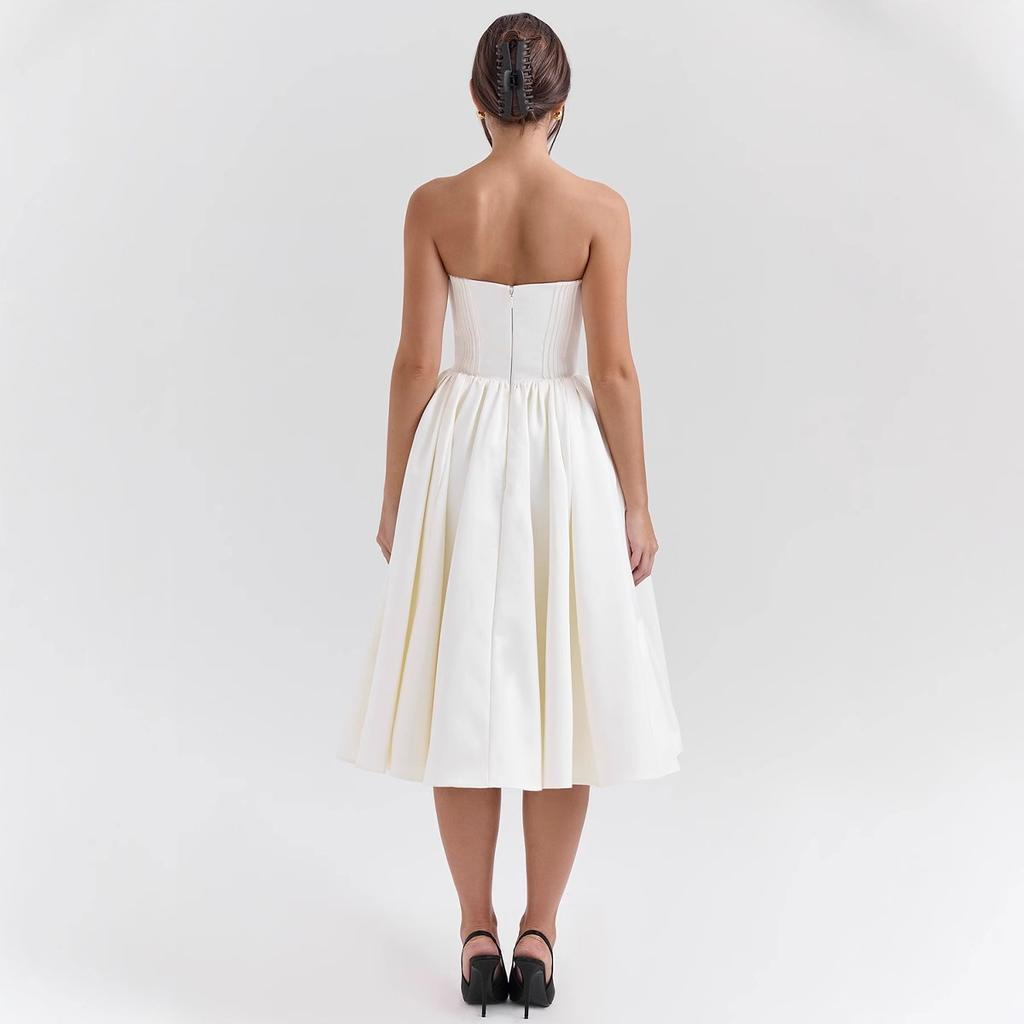 Women's Sexy Tube Top Dress Women's Summer Sweet and Spicy Style Spice Girl Skirt High Sense Backless Medium and Long Dress
