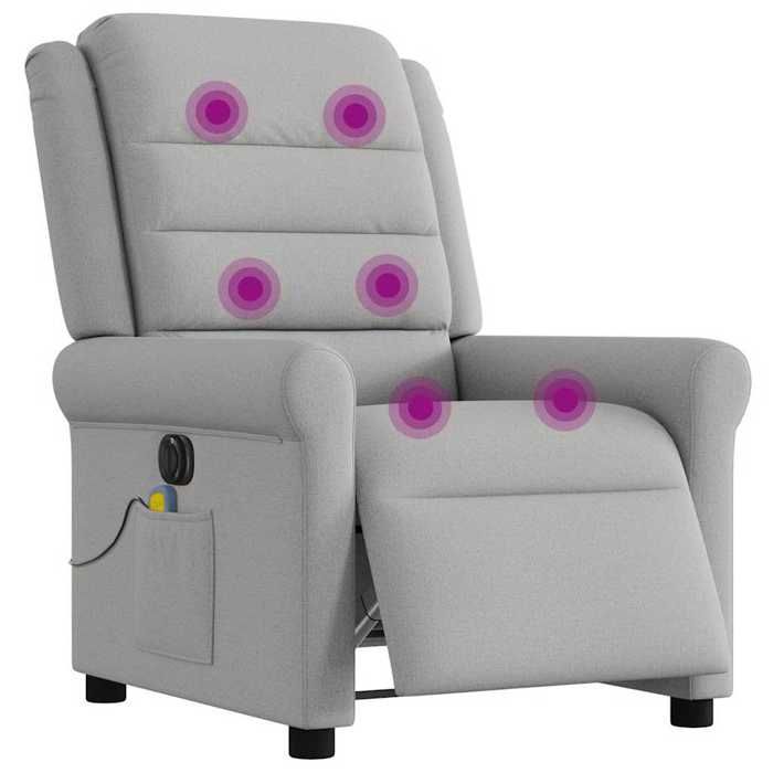 VidaXL Fauteuil de massage inclinable électrique gris nuage tissu 3303313