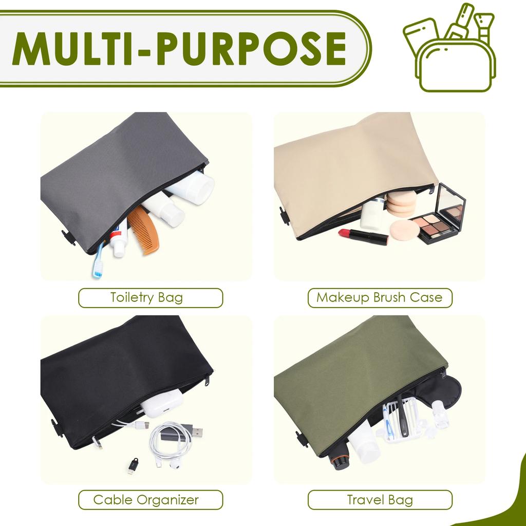 6pcs Tool Bag Zipper Pouch Utility Multipurpose Storage Organizer Tool Pouches with Carabiner Metal Zipper for Tools, Stationary