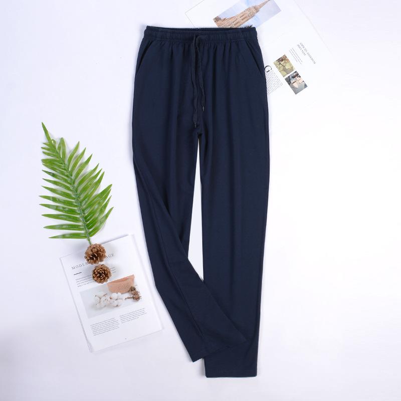 Męskie cienkie spodnie od piżamy Miękkie sportowe sznurki Elastyczne spodnie do spania Luźne bawełniane spodnie dresowe z kieszeniami Oddychające Casual Paski Spodnie domowe Męskie