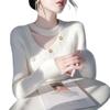 Autumn and Winter New Hollow Neck Sweater Knitted Sweater Women's Design Sense Good-looking Long-sleeved Top