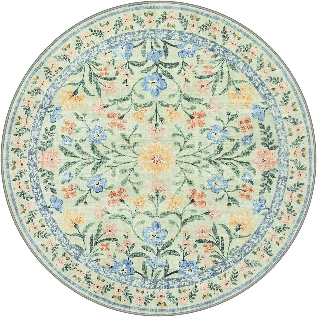 Růžový Květinový Kulatý Koberec Boho Styl Kruhový Koberec pro Evropský Pastorální Pohodlné Dekorativní Koberce Koupelnová Protiskluzová Rohožka ke Dveřím