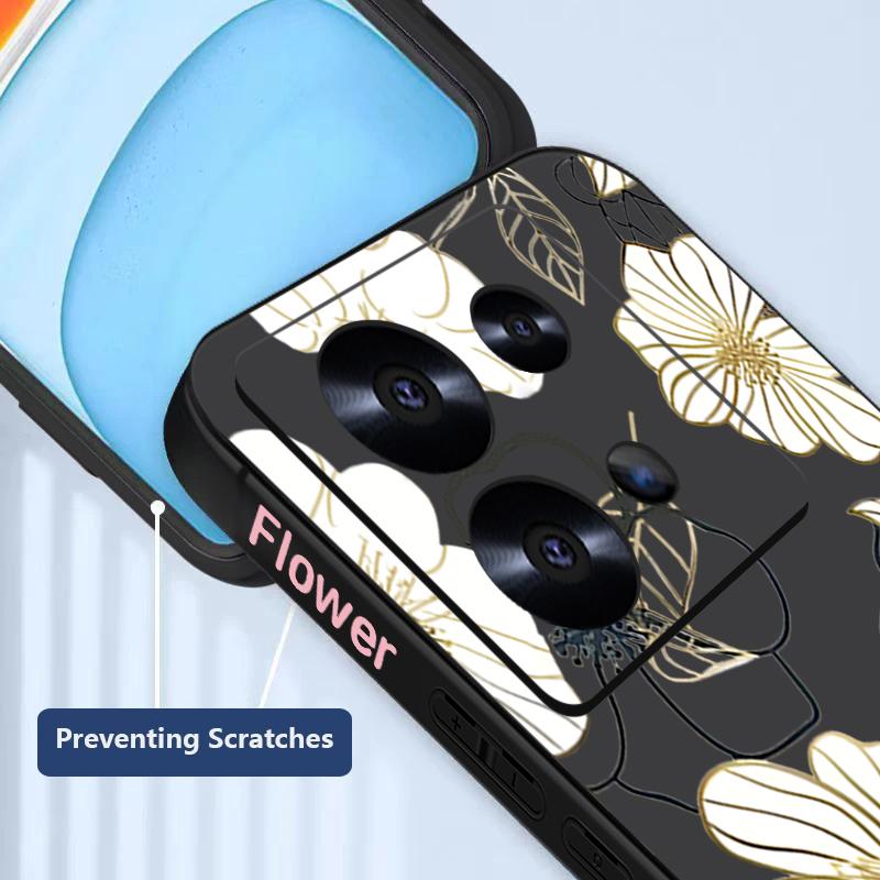 Lanyard Soft TPU Case For Xiaomi Redmi Note 13 14 Pro Plus 12 14 Pro 5G Note 13 11 13C 4G White Flower Silicone Phone Cover